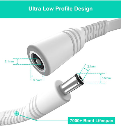 30Ft 12V DC Extension Cable 2Pack,Power Supply Extension Cord 2.1Mm X 5.5Mm 5521 12V DC Adapter Flat Female to Male Extender Wire for IP Network,Cctv Security Camera,Dvrs,5V,9V,24V,Volt,25